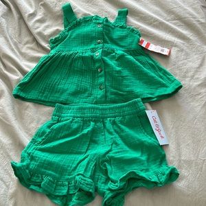 NWT Cat and Jack Green Matching Set